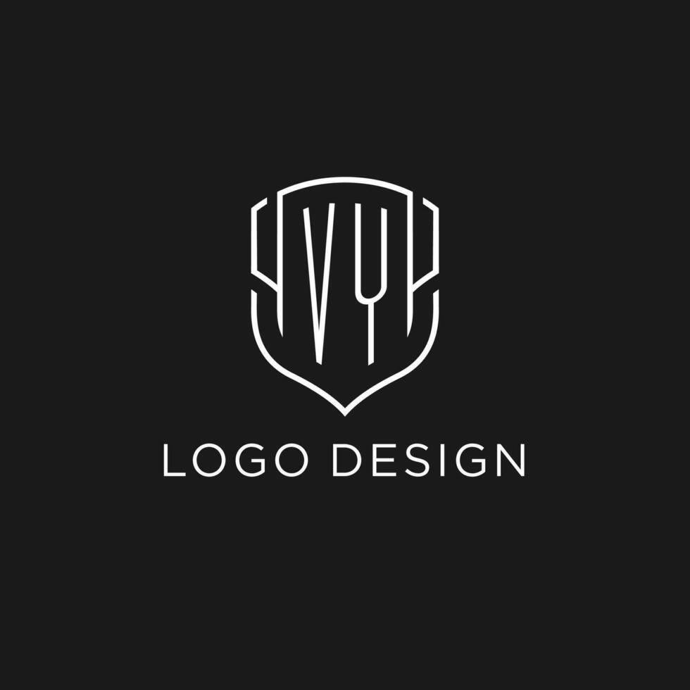 Initial VY logo monoline shield icon shape with luxury style vector
