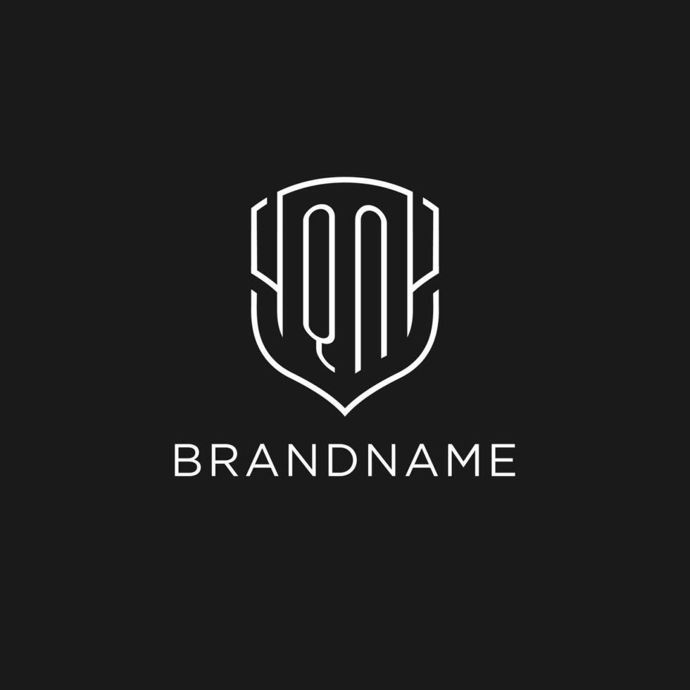 Initial QN logo monoline shield icon shape with luxury style vector