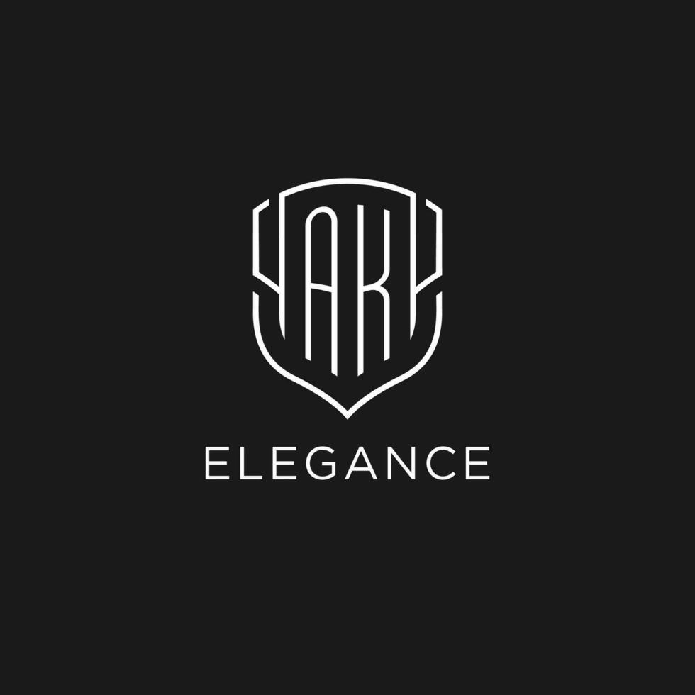 Initial AK logo monoline shield icon shape with luxury style vector