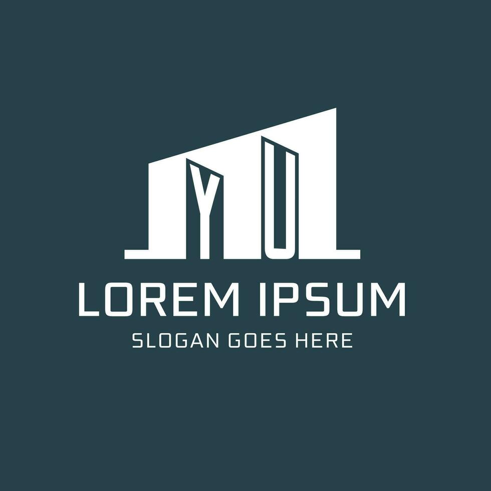 Initial YU logo for real estate with simple building icon design ideas vector