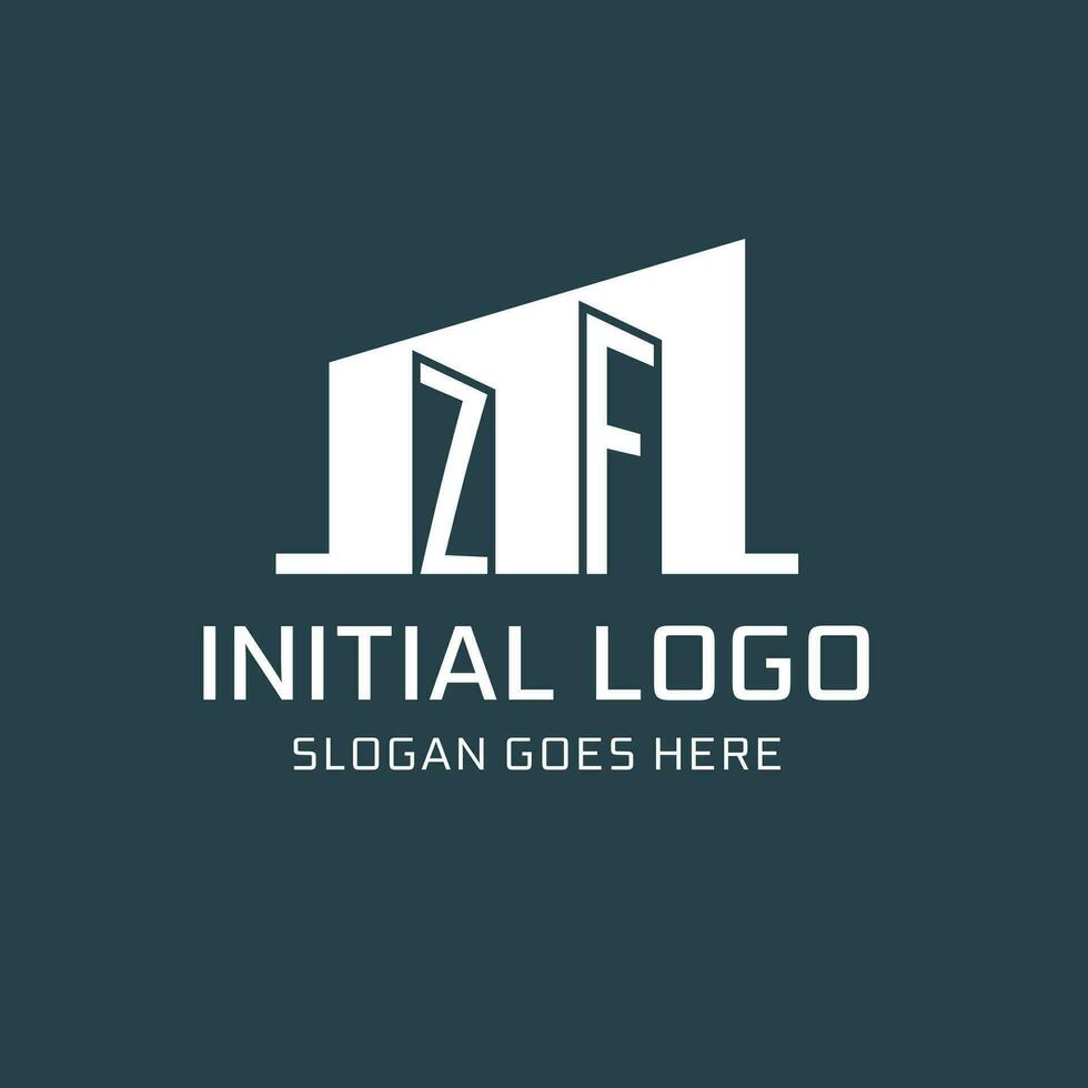 Initial ZF logo for real estate with simple building icon design ideas vector