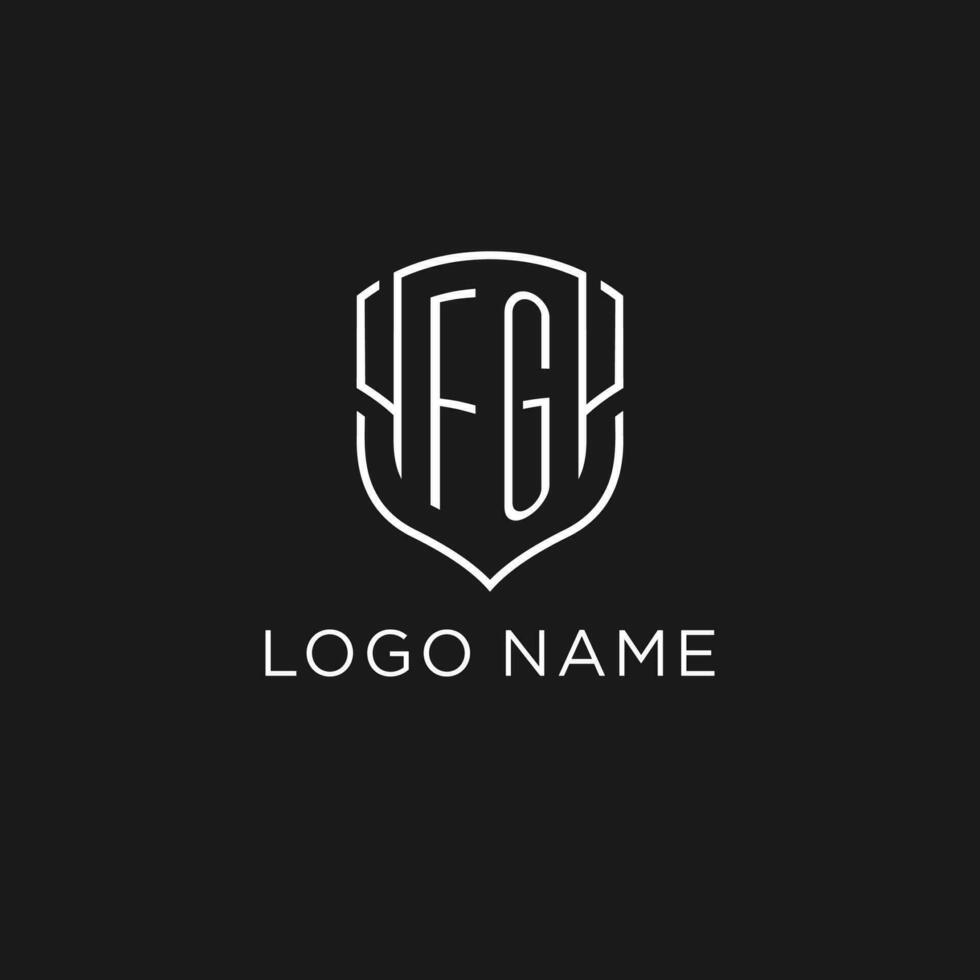 Initial FG logo monoline shield icon shape with luxury style vector