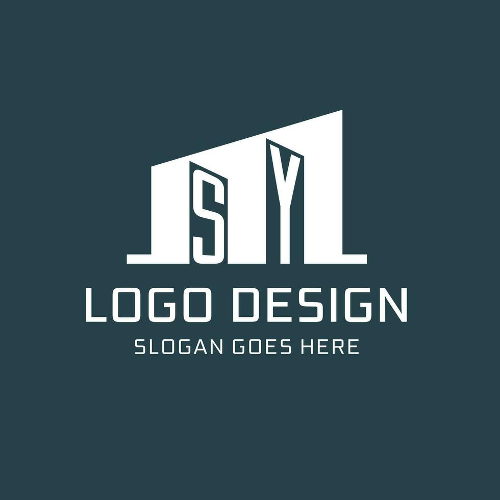 Initial SY logo for real estate with simple building icon design ideas vector
