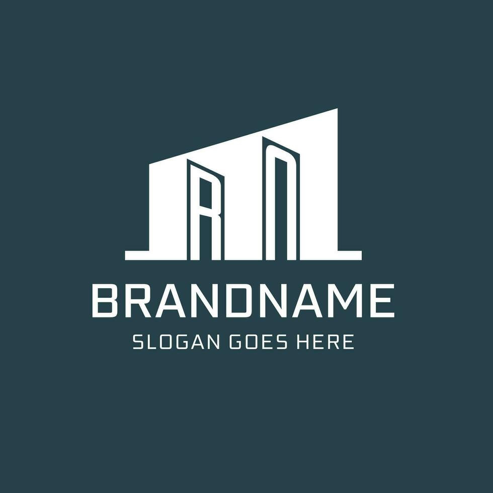 Initial RN logo for real estate with simple building icon design ideas vector