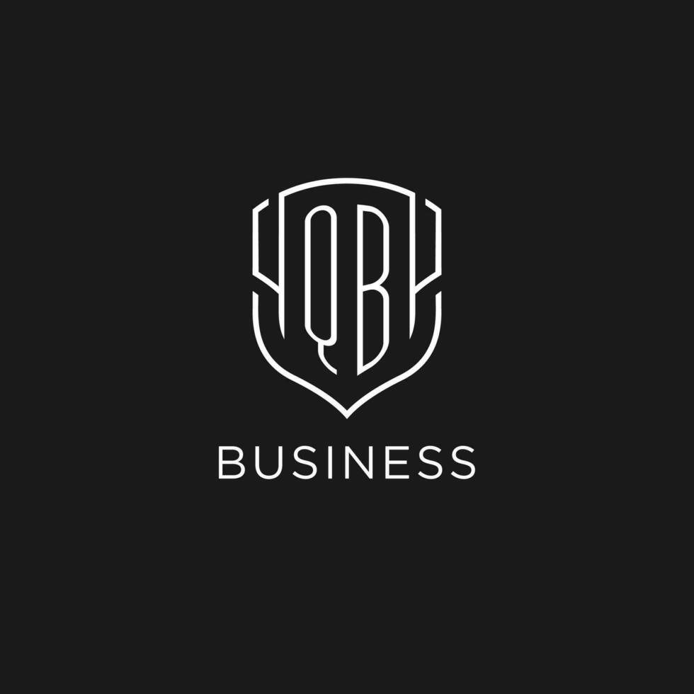 Initial QB logo monoline shield icon shape with luxury style vector