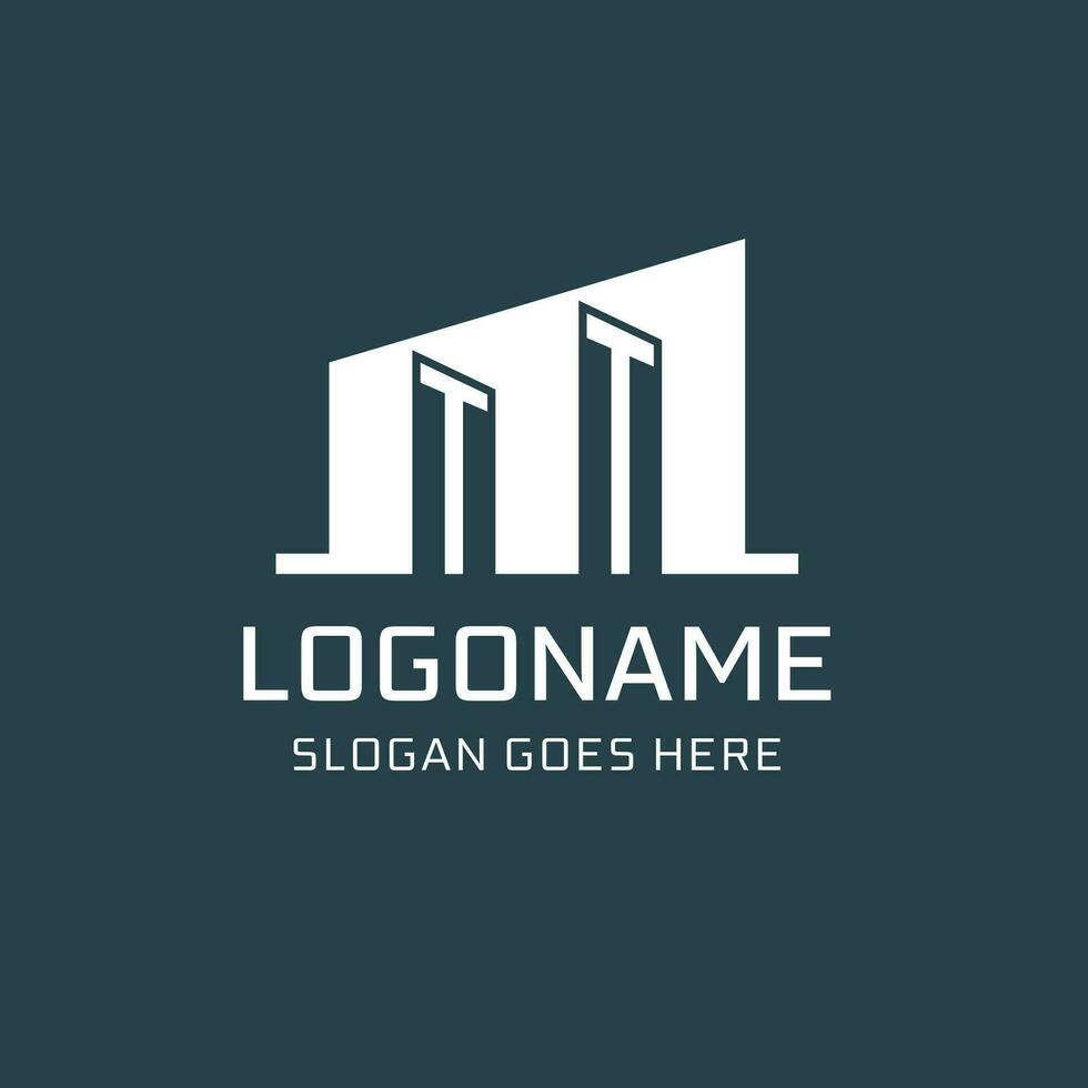 Initial TT logo for real estate with simple building icon design ideas vector