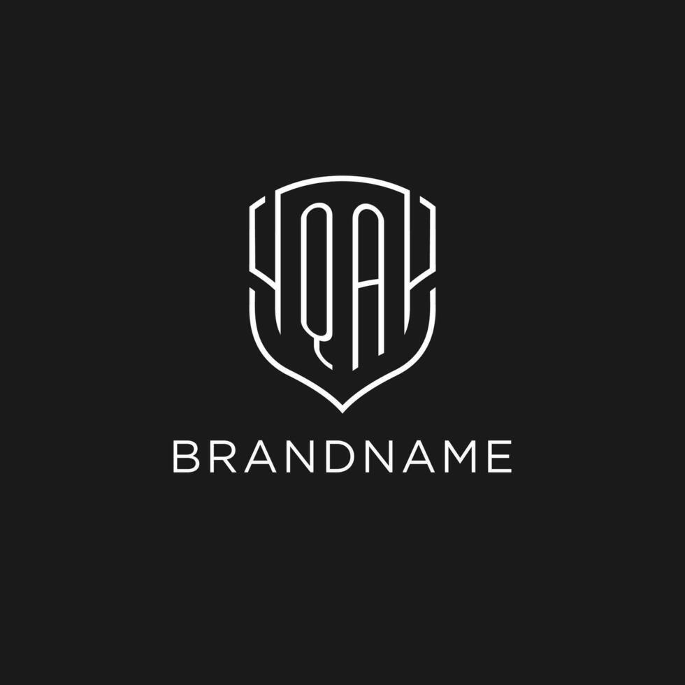 inicial qa logo monoline proteger icono forma con lujo estilo vector