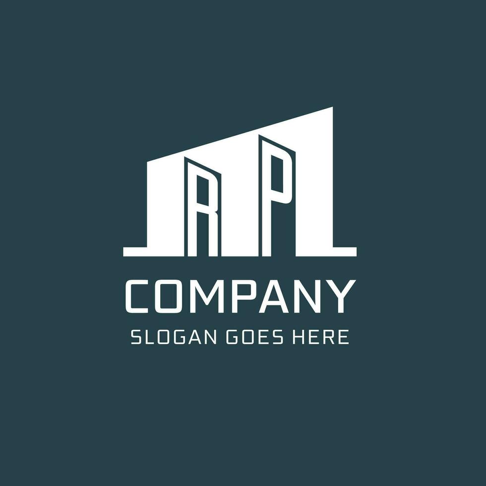 Initial RP logo for real estate with simple building icon design ideas vector