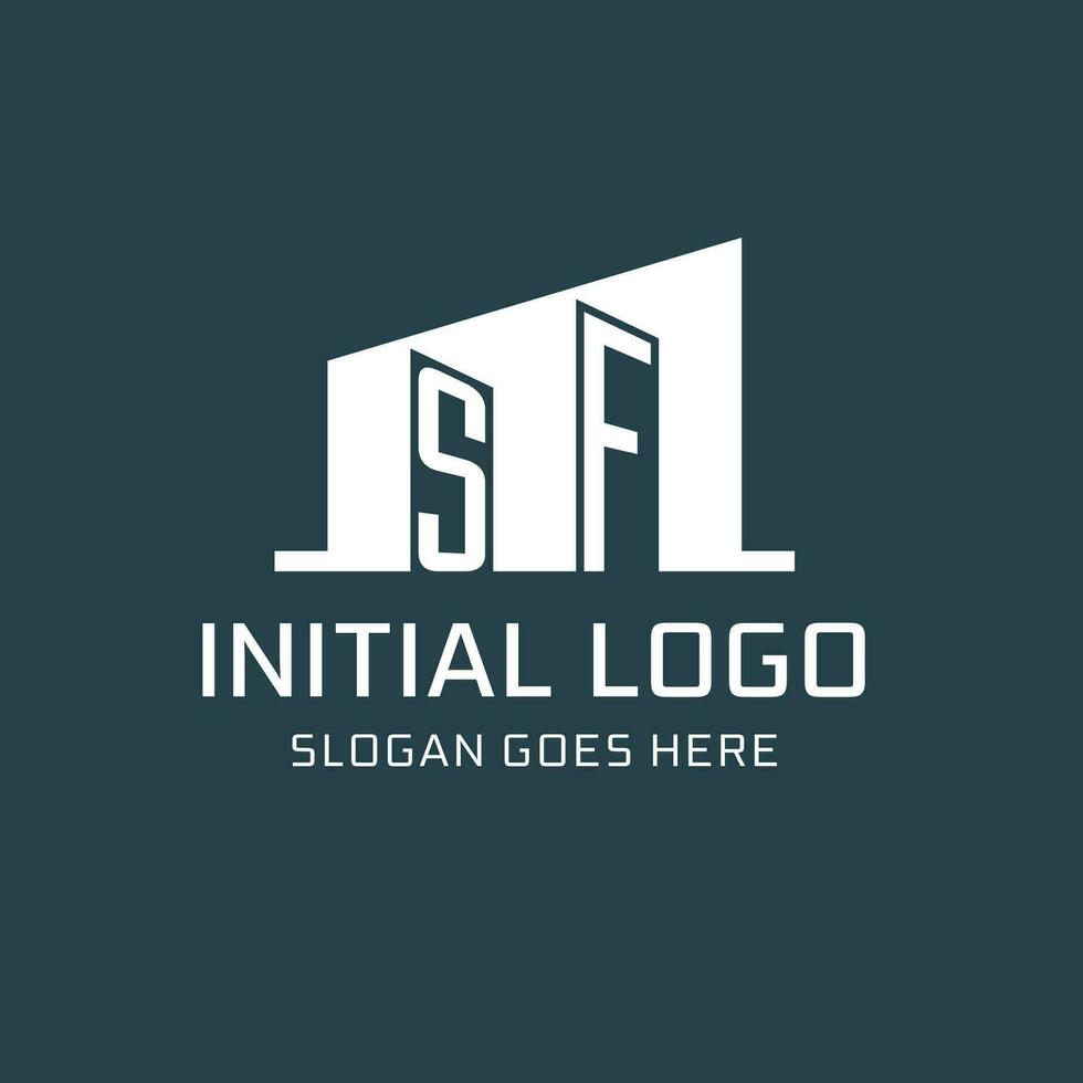 Initial SF logo for real estate with simple building icon design ideas vector