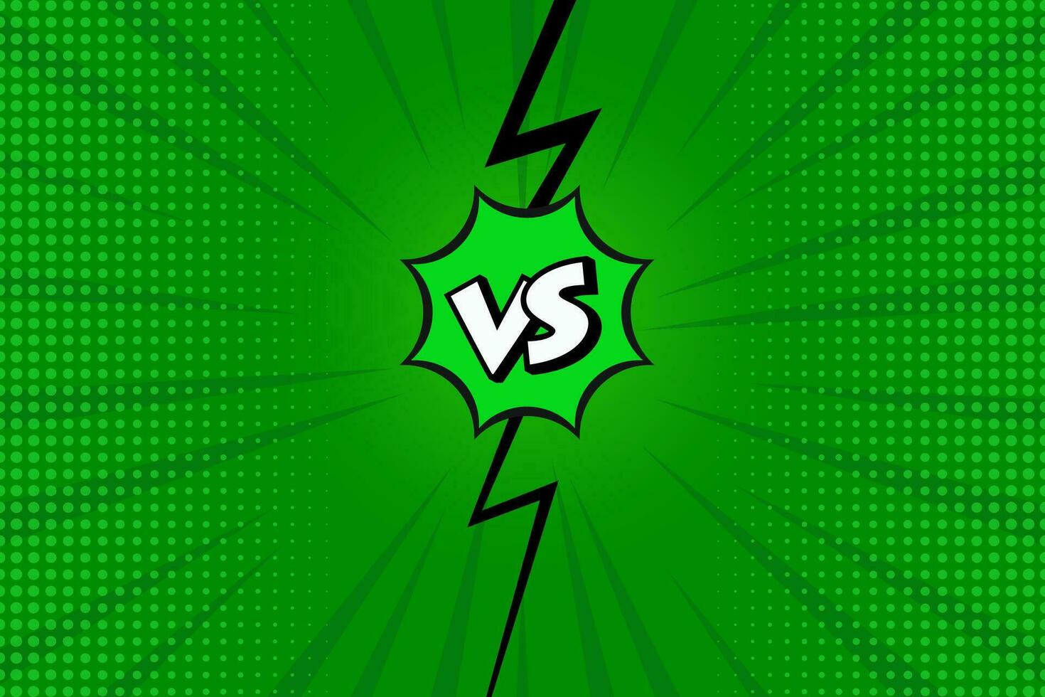VERSUS comic book colorful page template in green tones. Pop-art style. Vector design.