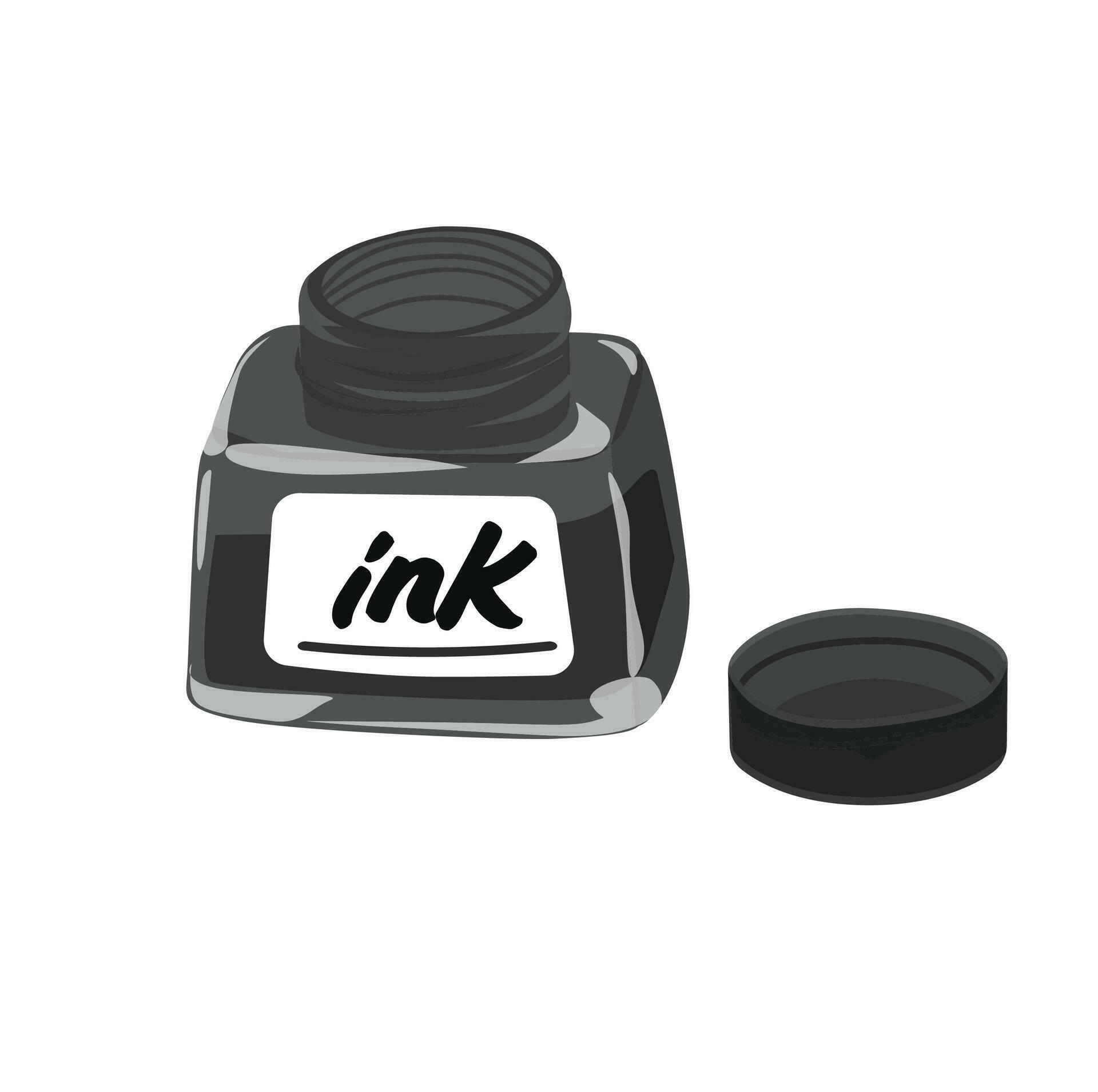 Black ink bottle vector illustration. Ink pot or inkpot vector ...