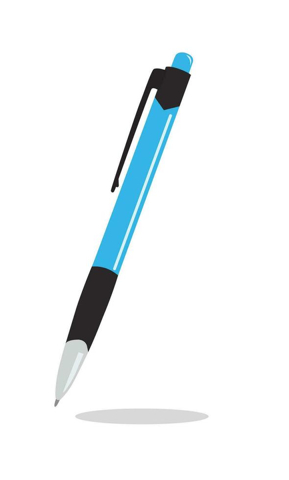 Ballpoint pen vector illustration in different colors. Back to school concept. Stationery, office supplies or school supplies vector. Flat vector in cartoon style isolated on white background.