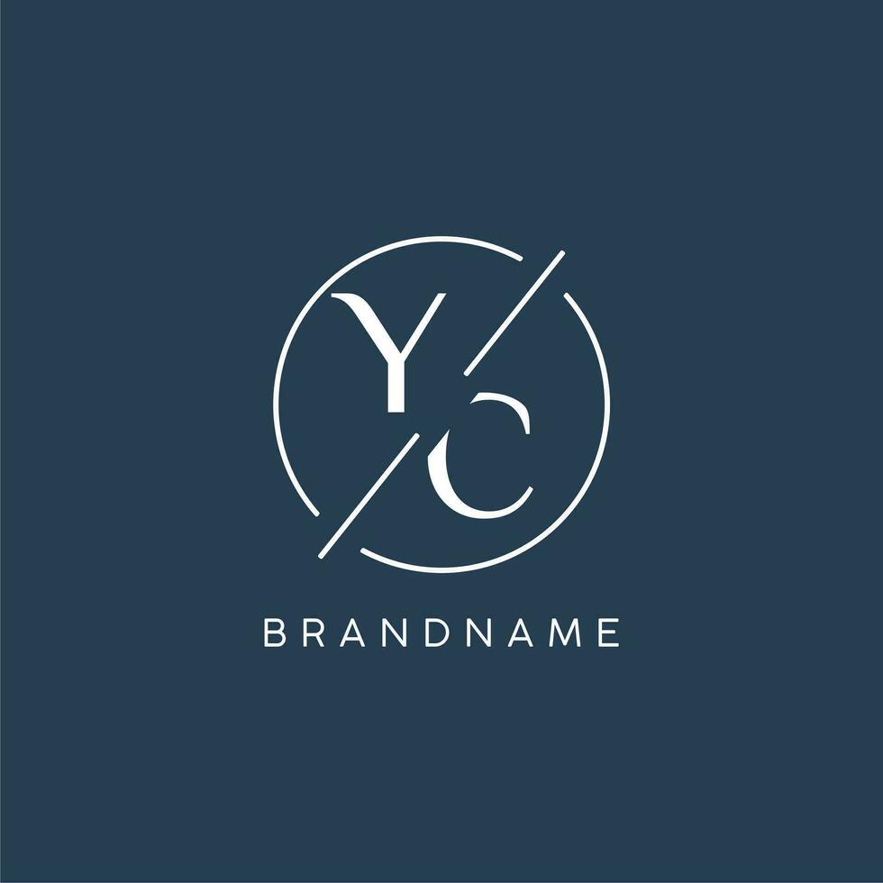 Initial letter YC logo monogram with circle line style vector