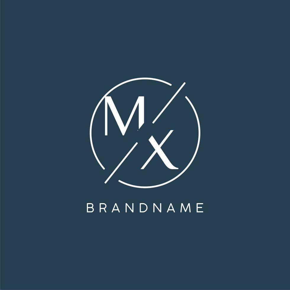 Initial letter MX logo monogram with circle line style vector