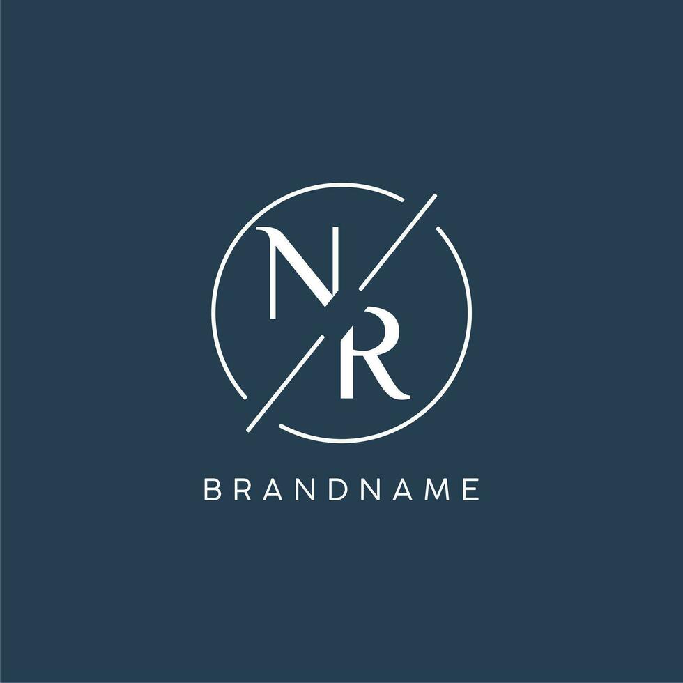 Initial letter NR logo monogram with circle line style vector