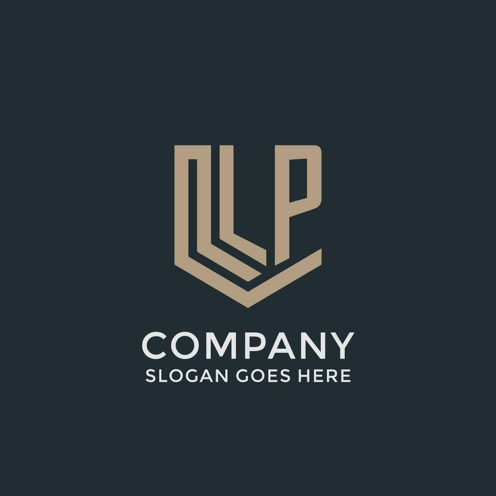 Initial LP logo shield guard shapes logo idea vector