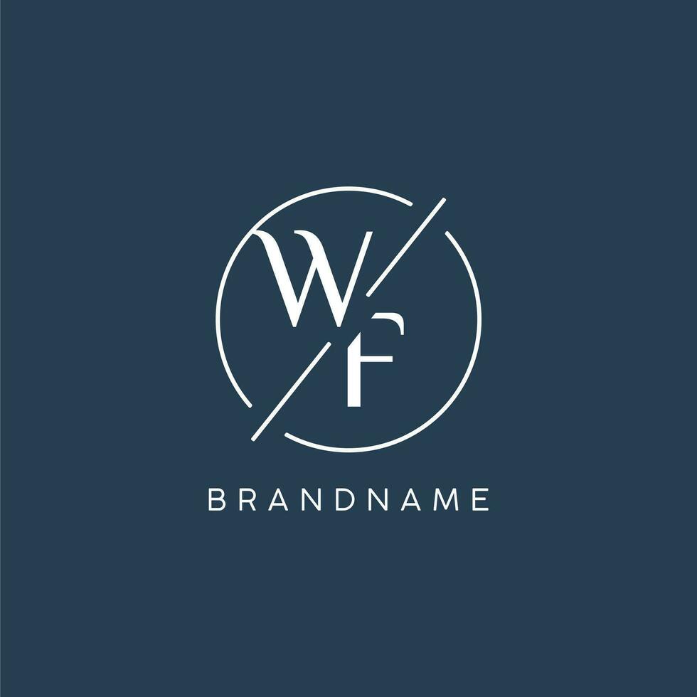 Initial letter WF logo monogram with circle line style vector
