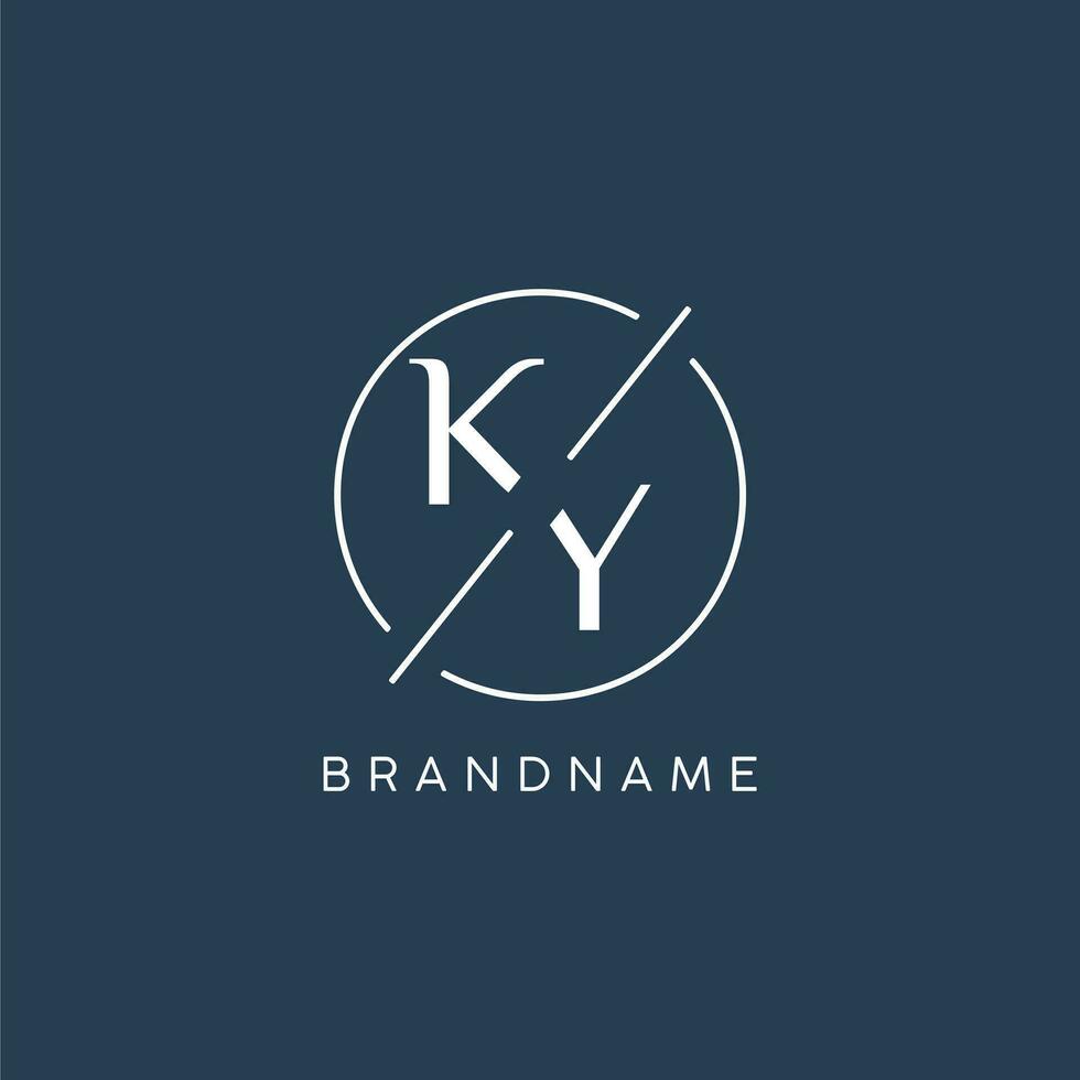 Initial letter KY logo monogram with circle line style vector