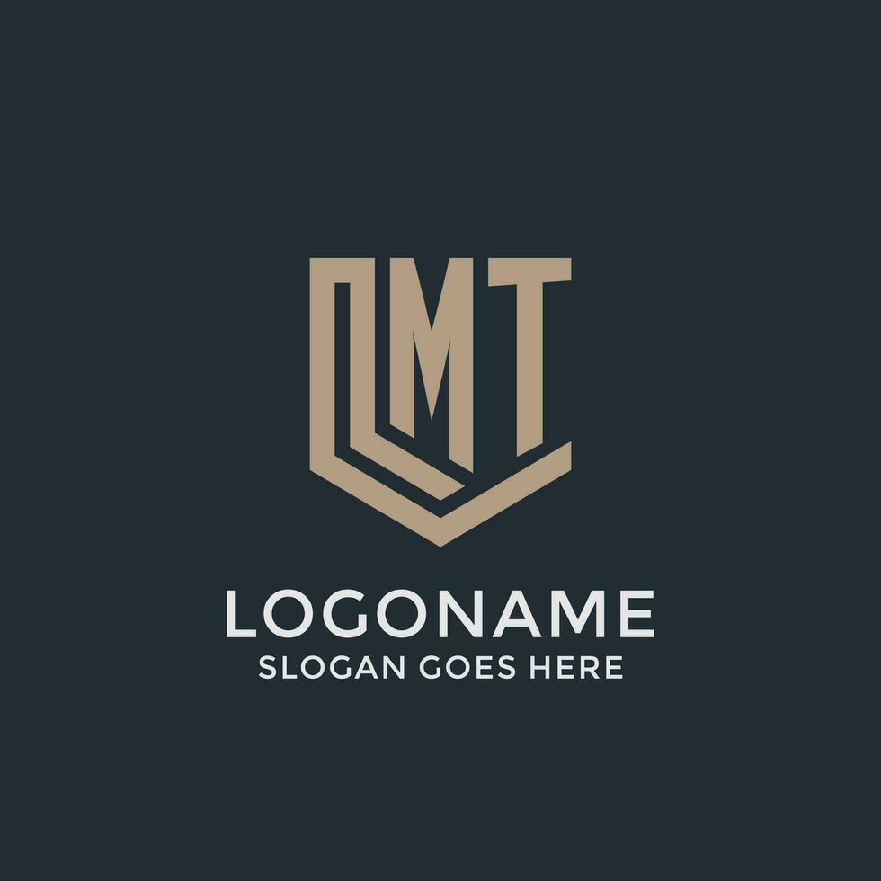 Initial MT logo shield guard shapes logo idea vector