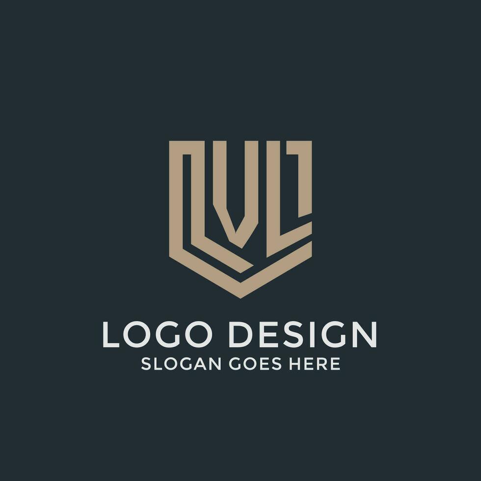 Initial VL logo shield guard shapes logo idea vector