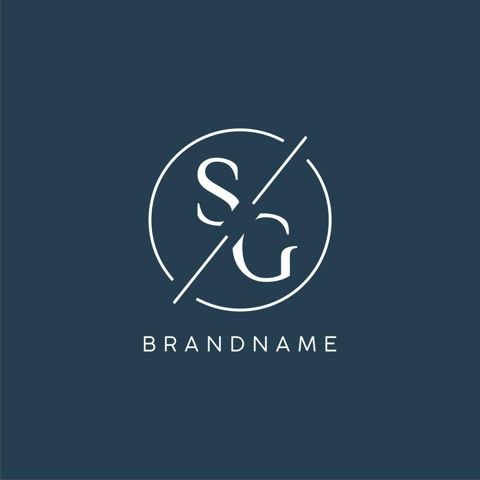 Initial letter SG logo monogram with circle line style vector
