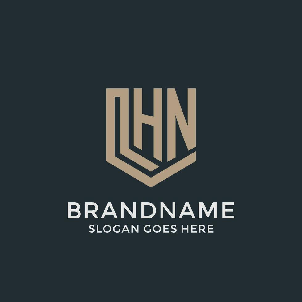 Initial HN logo shield guard shapes logo idea vector