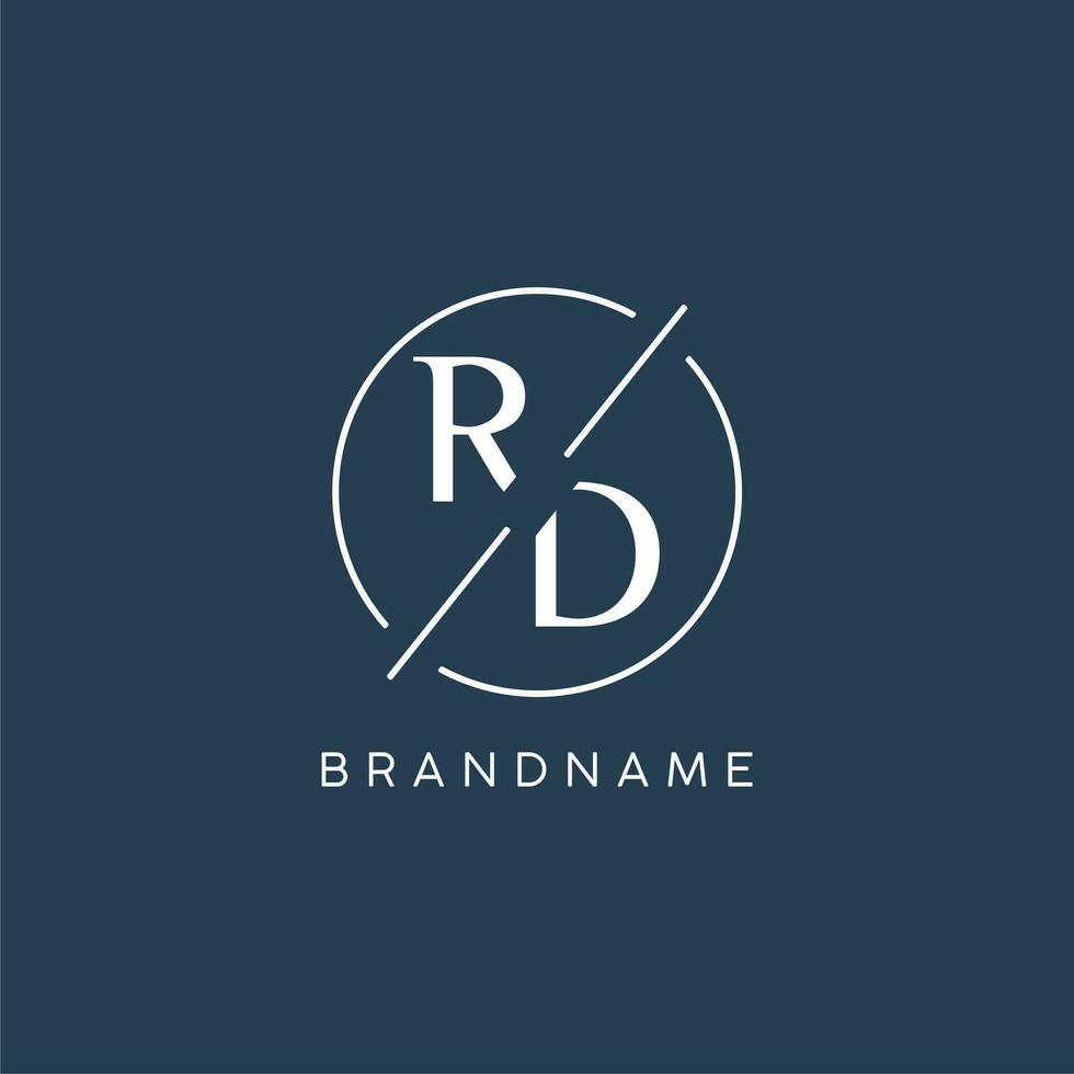 Initial letter RD logo monogram with circle line style vector