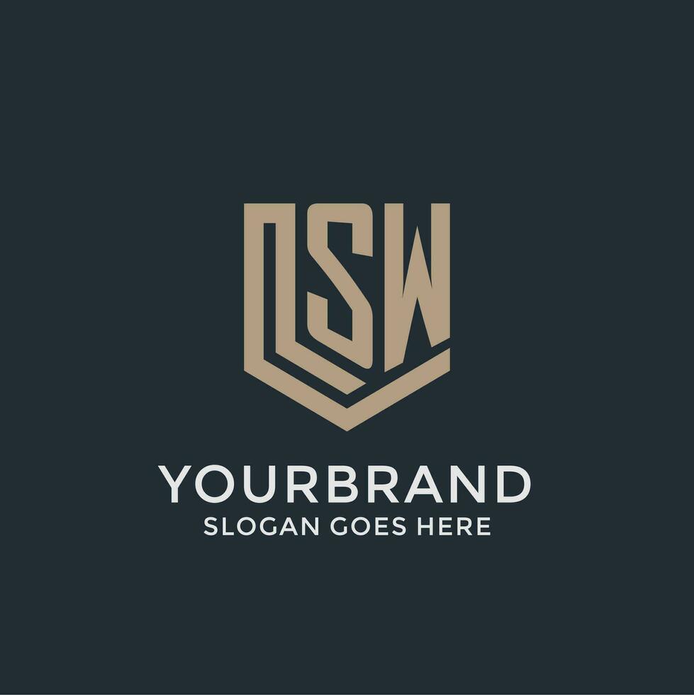 Initial SW logo shield guard shapes logo idea vector