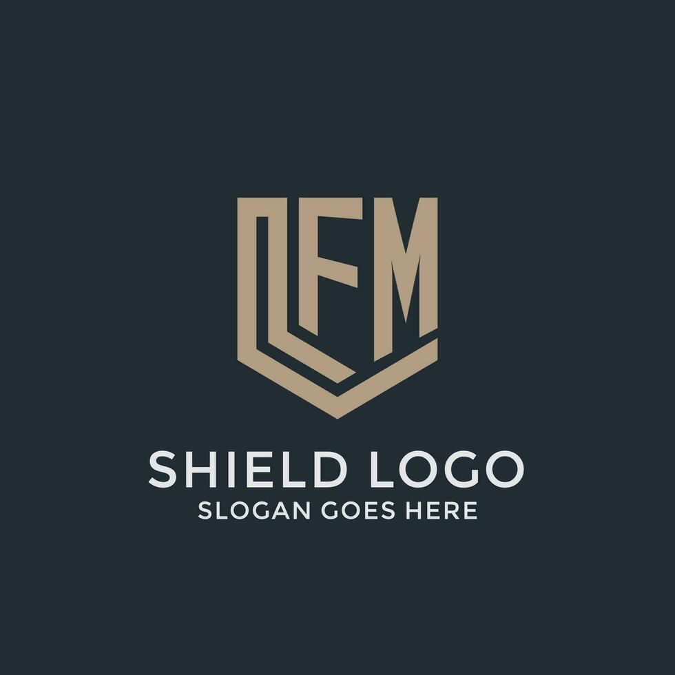 Initial FM logo shield guard shapes logo idea vector