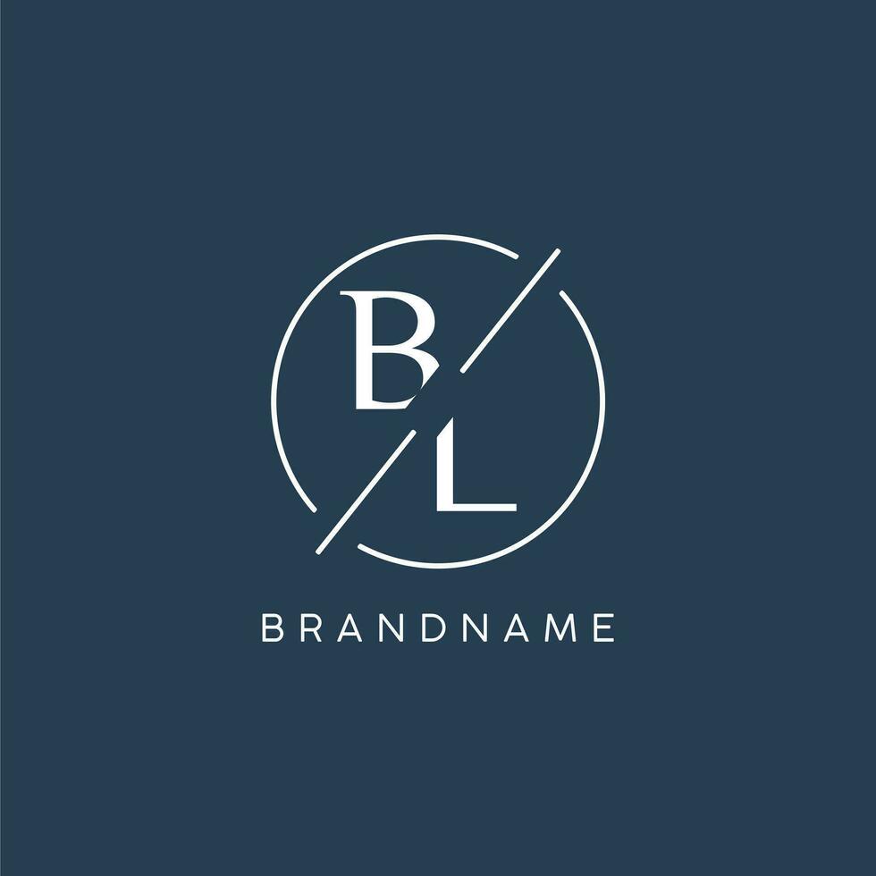 Initial letter BL logo monogram with circle line style vector