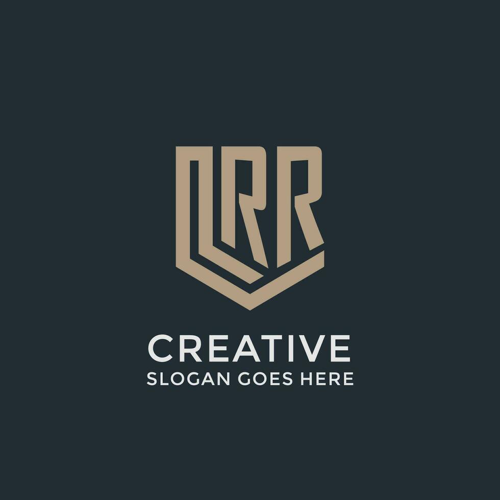 Initial RR logo shield guard shapes logo idea vector