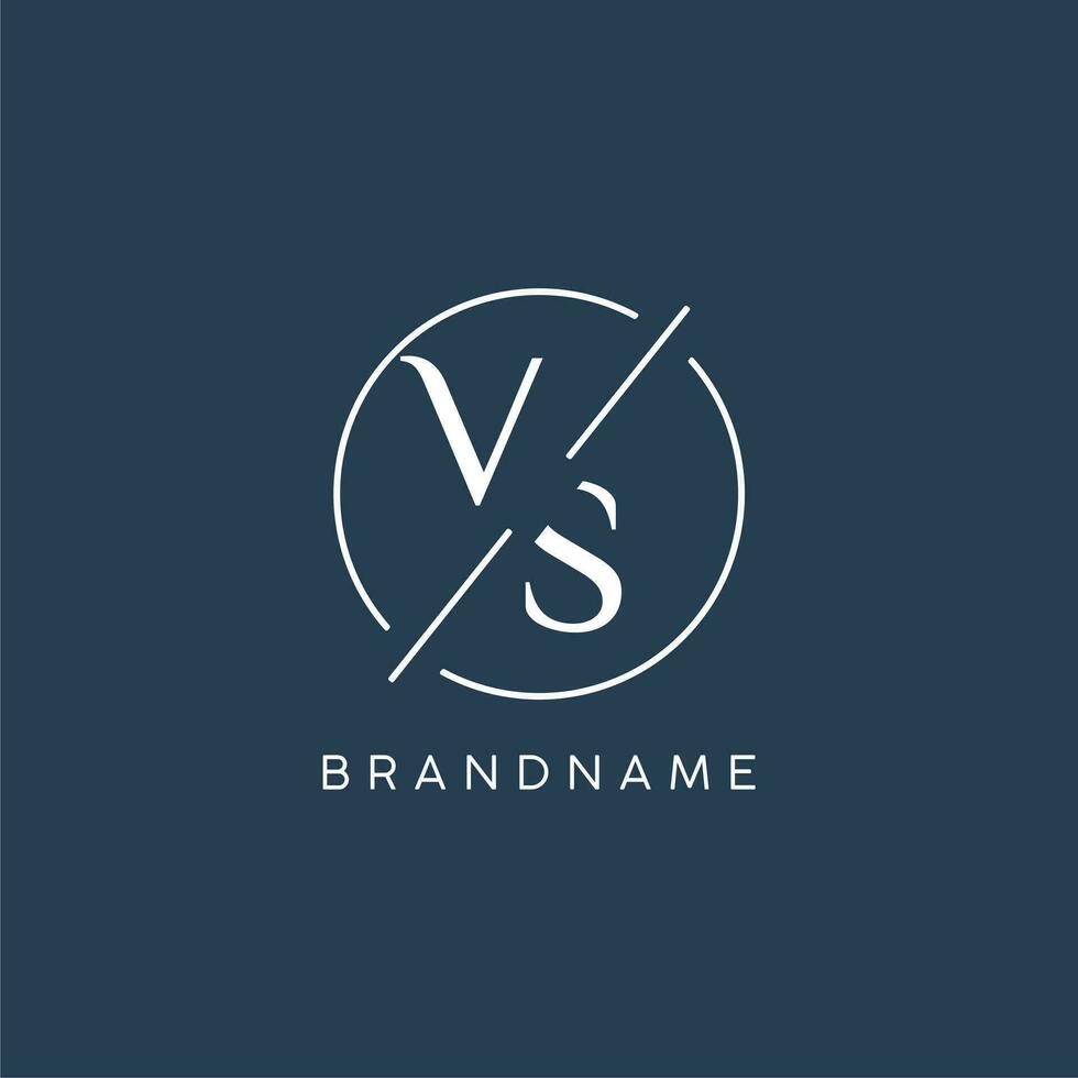 Initial letter VS logo monogram with circle line style vector