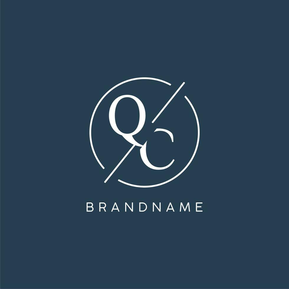 Initial letter QC logo monogram with circle line style vector