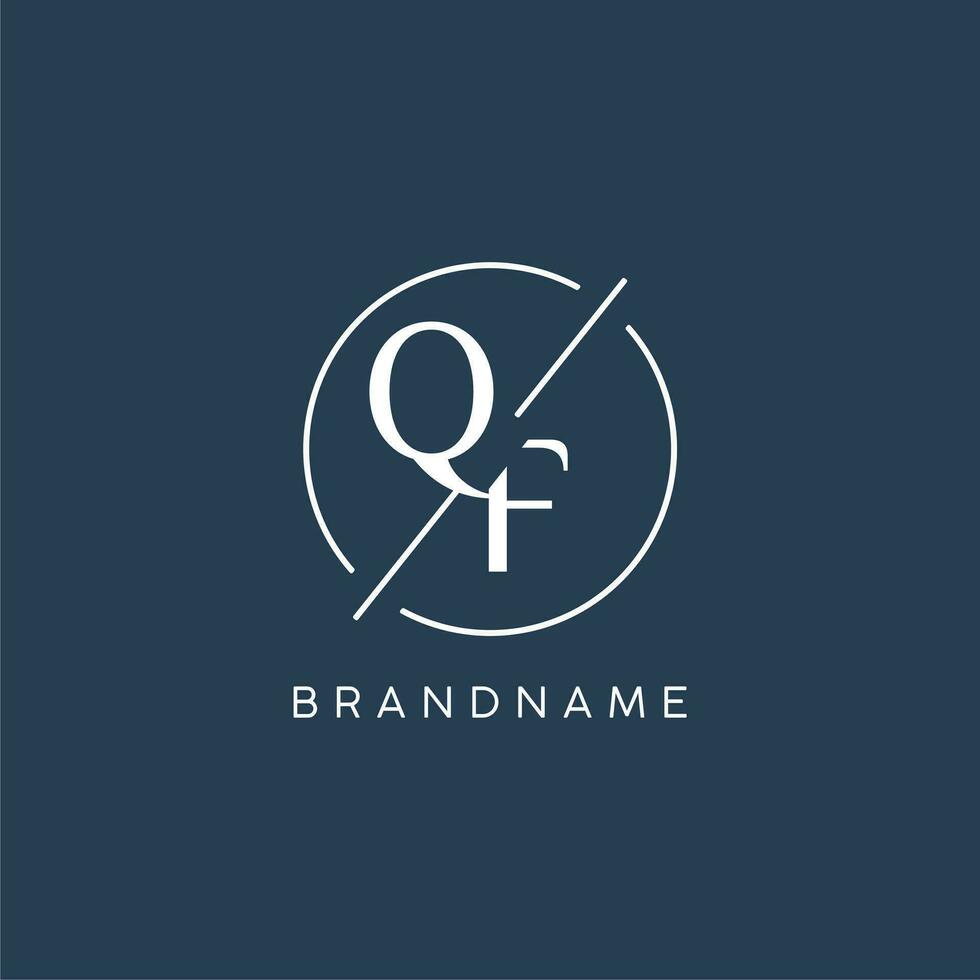 Initial letter QF logo monogram with circle line style vector