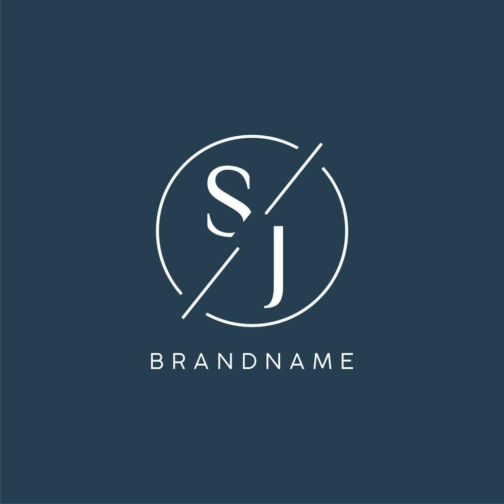 Initial letter SJ logo monogram with circle line style vector