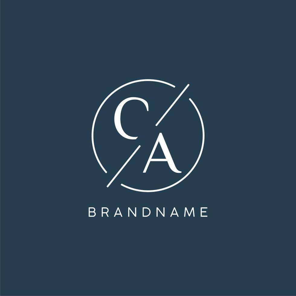Initial letter CA logo monogram with circle line style vector