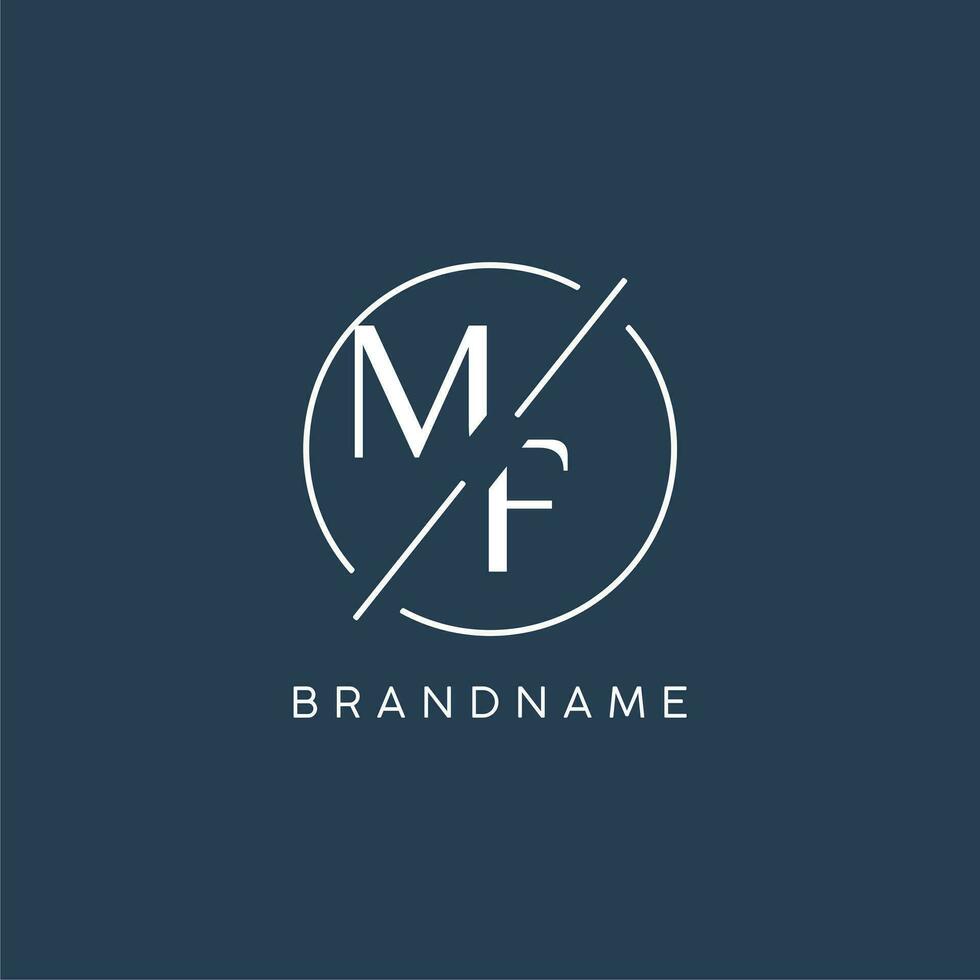 Initial letter MF logo monogram with circle line style vector