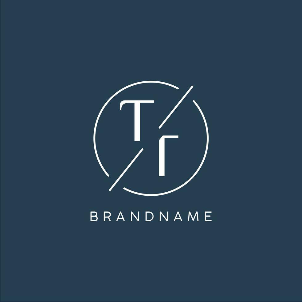 Initial letter TT logo monogram with circle line style vector