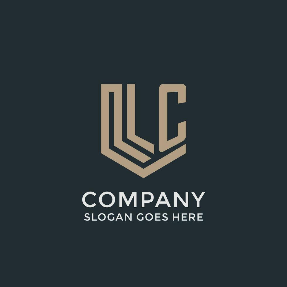 Initial LC logo shield guard shapes logo idea vector