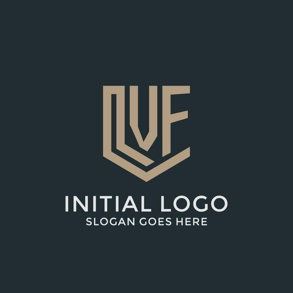 Initial VF logo shield guard shapes logo idea vector