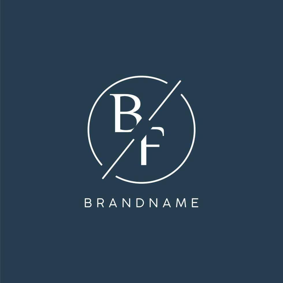 Initial letter BF logo monogram with circle line style vector