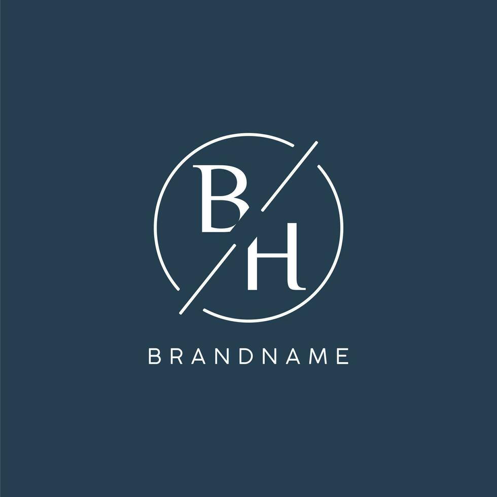 Initial letter BH logo monogram with circle line style vector