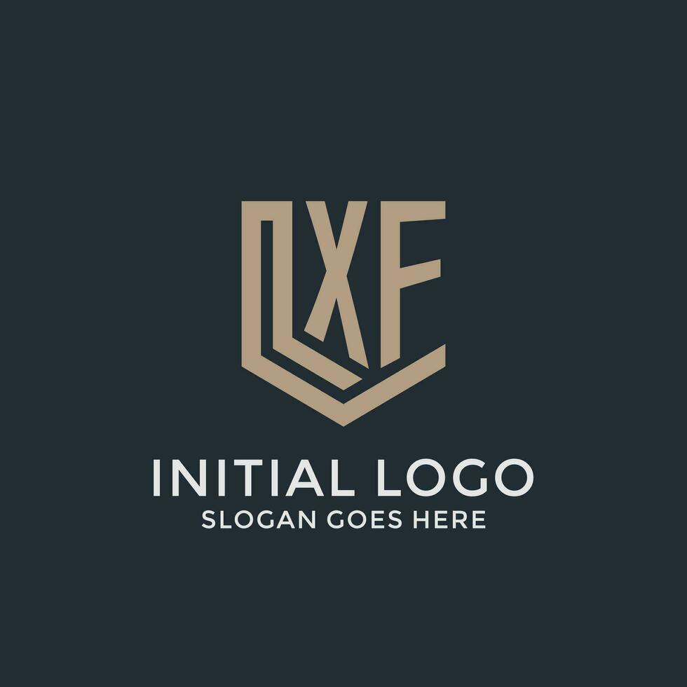 Initial XF logo shield guard shapes logo idea vector