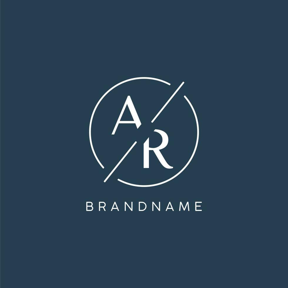 Initial letter AR logo monogram with circle line style vector