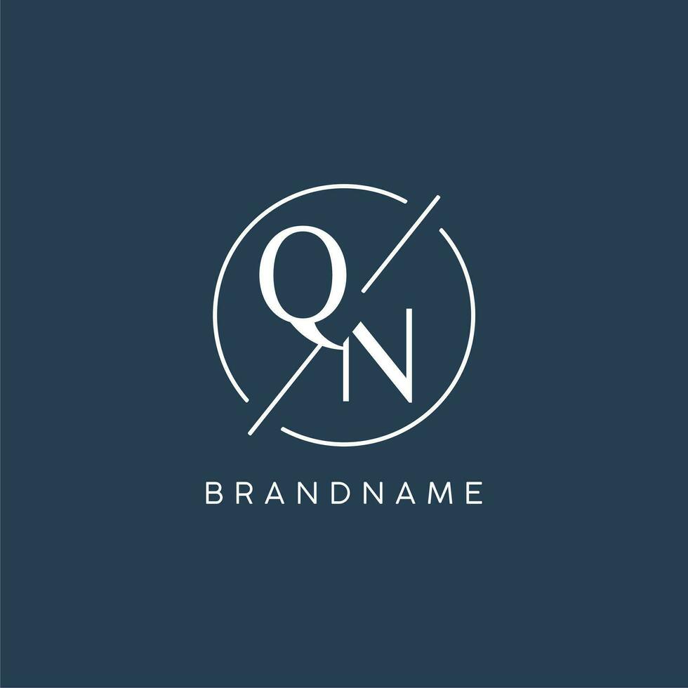 Initial letter QN logo monogram with circle line style vector