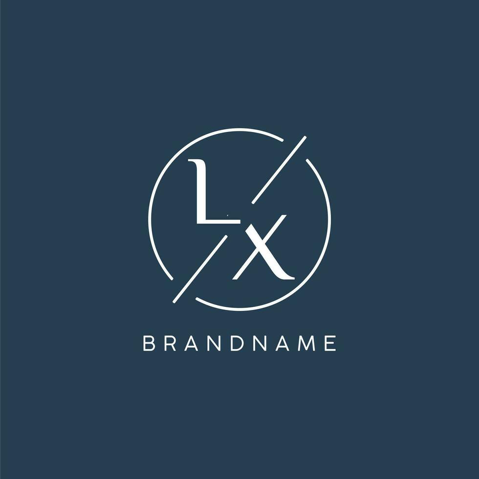 Initial letter LX logo monogram with circle line style vector