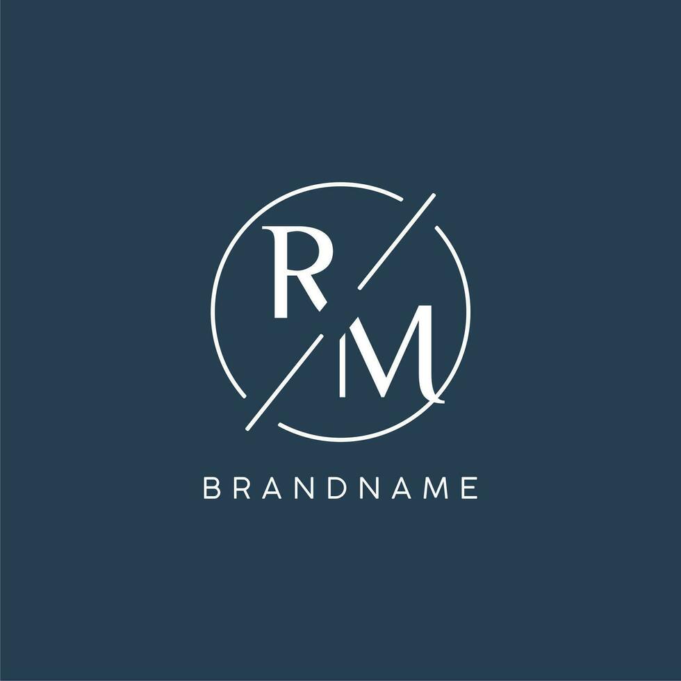 Initial letter RM logo monogram with circle line style vector