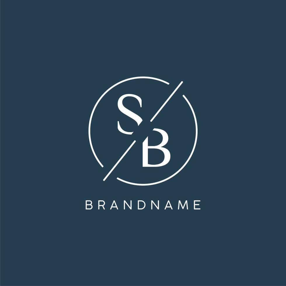 Initial letter SB logo monogram with circle line style vector
