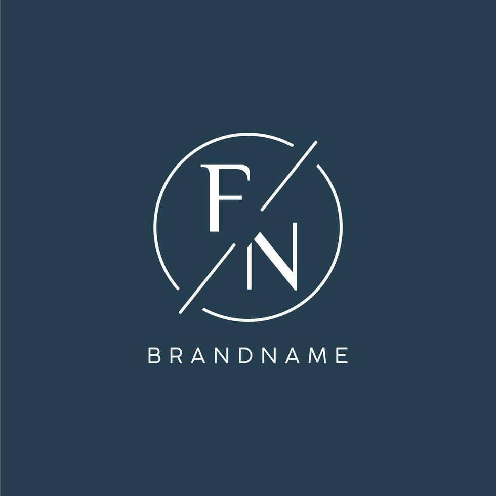 Initial letter FN logo monogram with circle line style vector