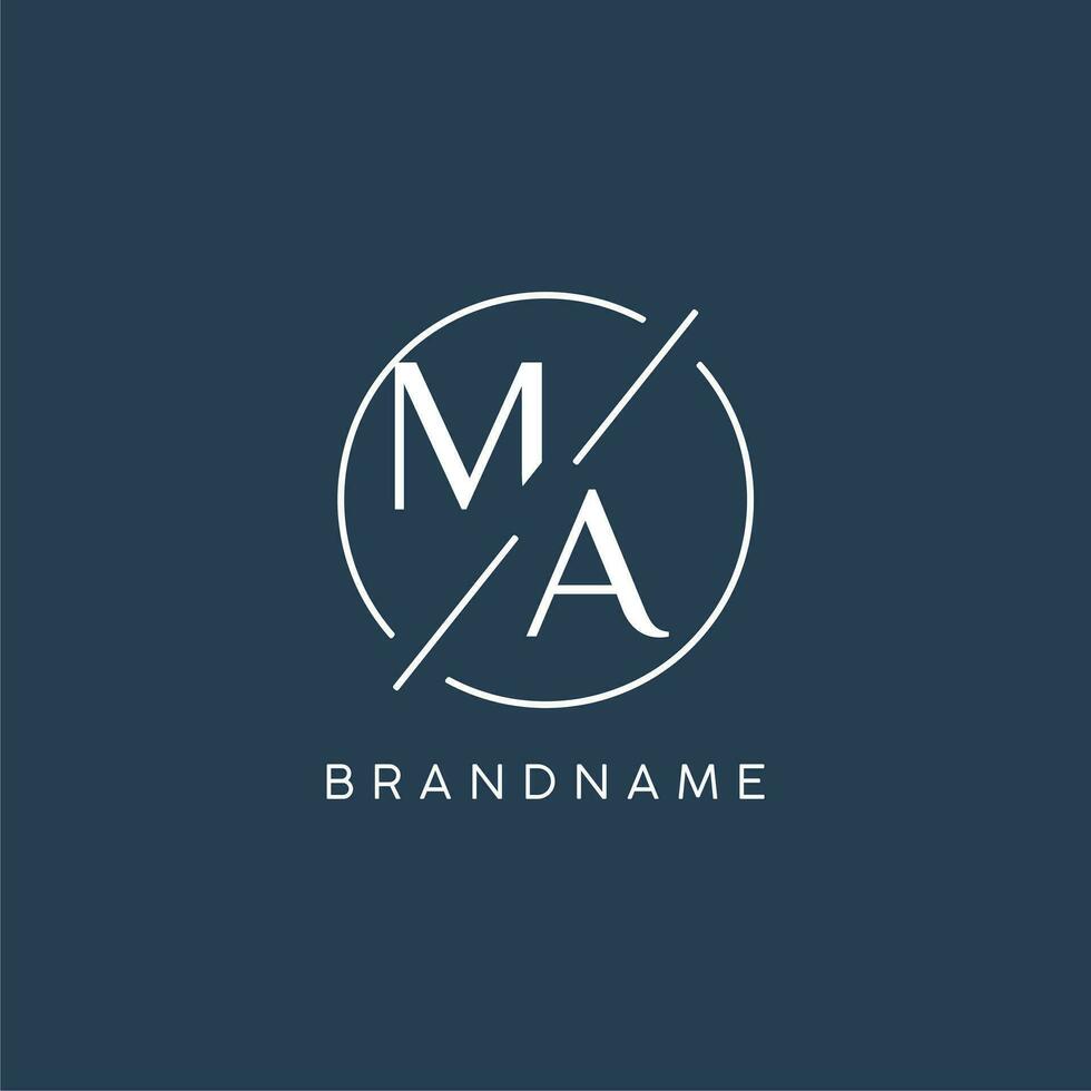 Initial letter MA logo monogram with circle line style vector